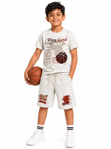 Boys Printed T-Shirt & Shorts Co-Ord Set