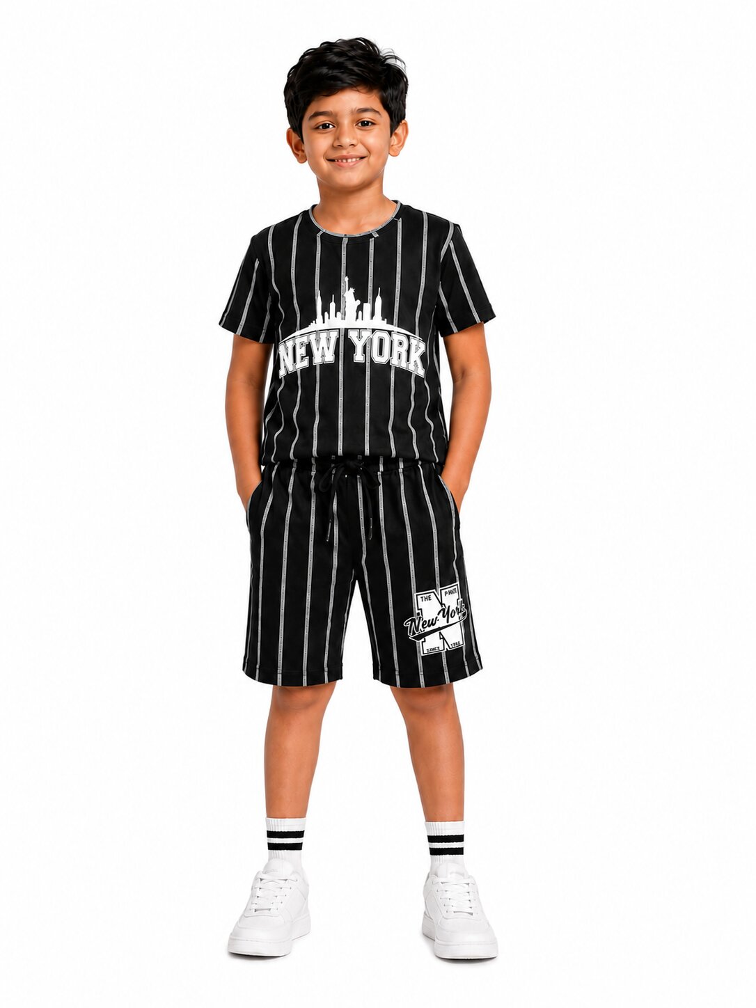 Boys Printed Regular Fit T-Shirt & Shorts Co-Ord Set