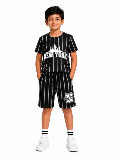 Boys Printed Regular Fit T-Shirt & Shorts Co-Ord Set