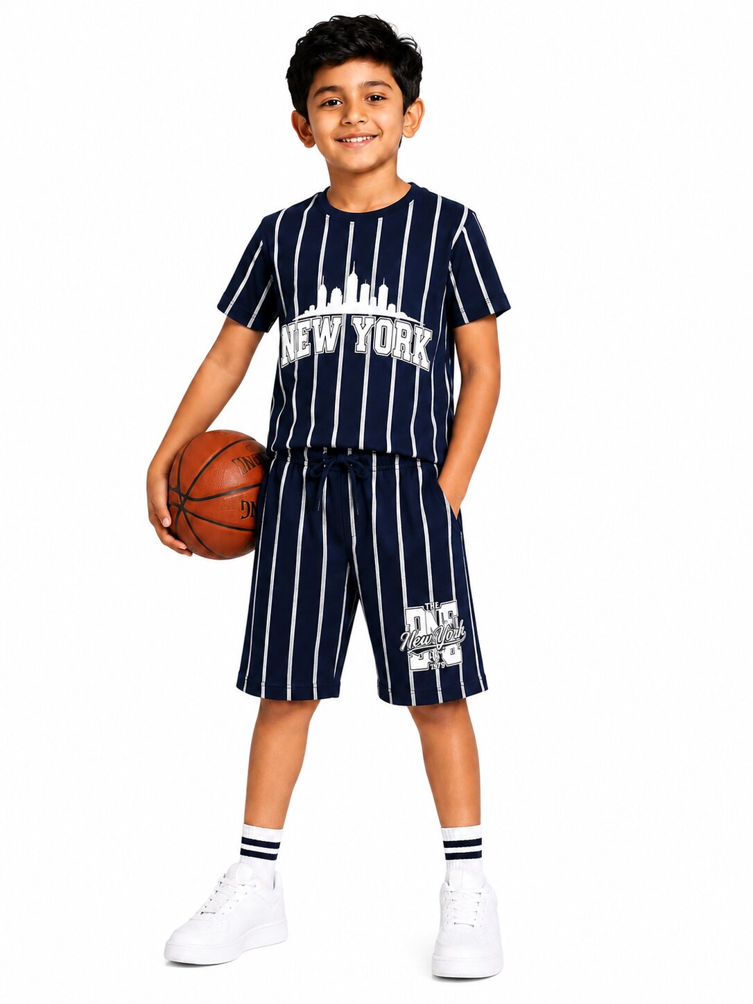 Boys Printed Regular Fit T-Shirt & Shorts Co-Ord Set