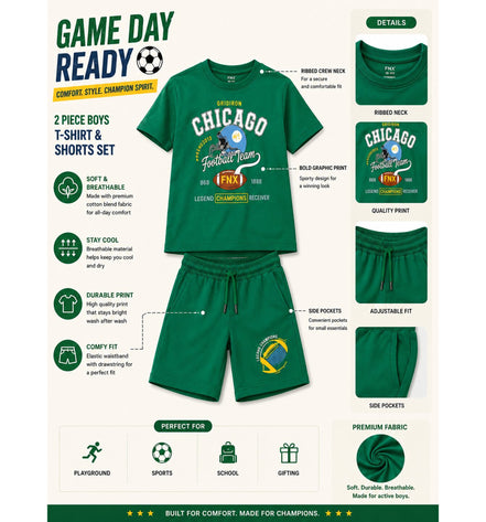 Boys Chicago Football Co-ord Set – Green