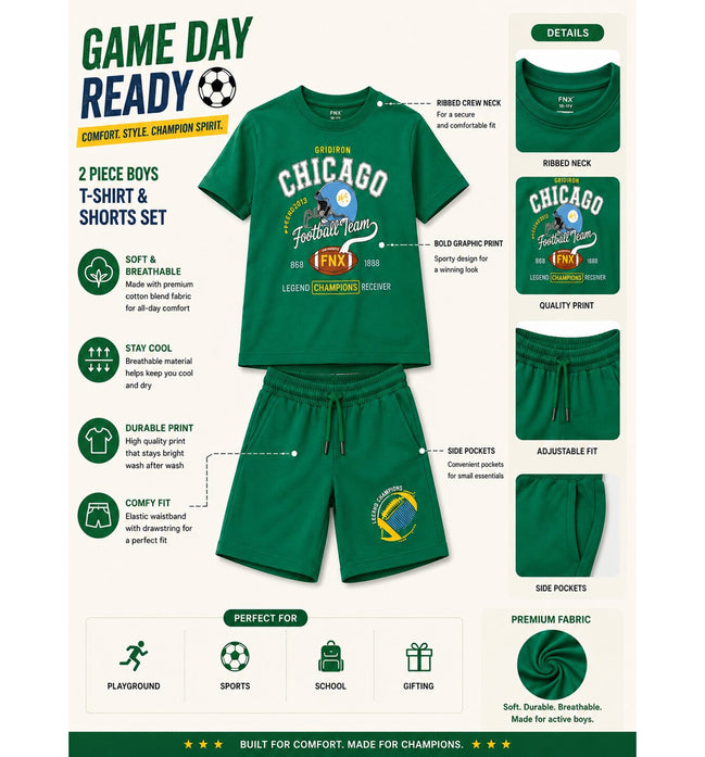 Boys Chicago Football Co-ord Set – Green