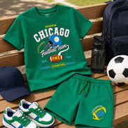 Boys Green Printed T-Shirt & Shorts Co-Ord Set