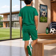 Boys Green Printed T-Shirt & Shorts Co-Ord Set