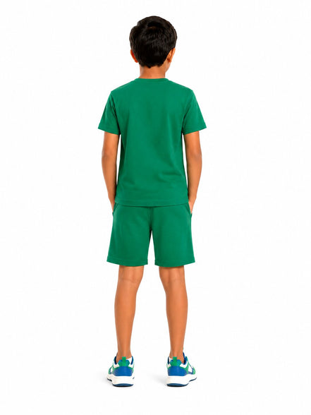 Boys Green Printed T-Shirt & Shorts Co-Ord Set