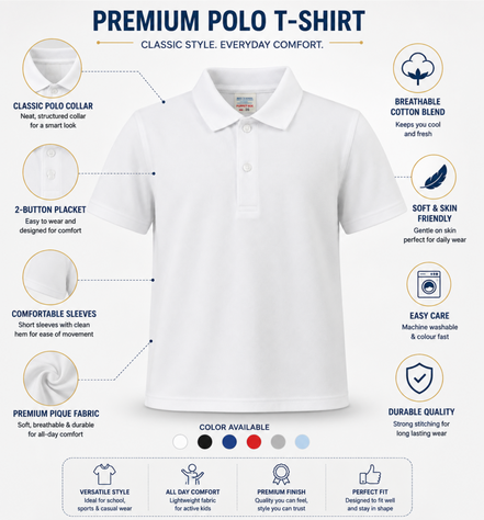Classic White Polo Uniform T-Shirt
