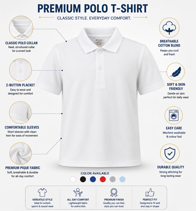 Classic White Polo Uniform T-Shirt