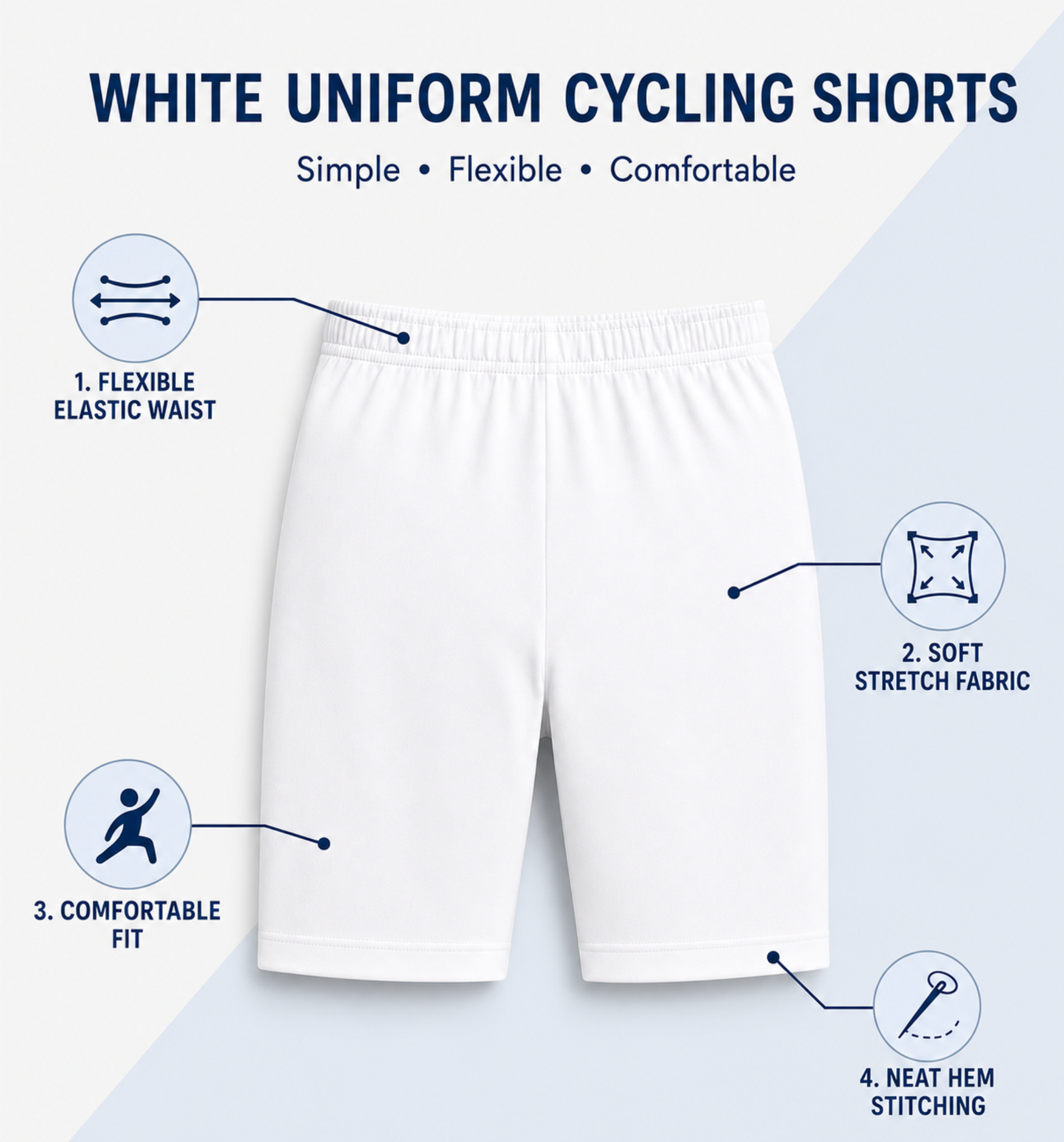 White Uniform Cycling Shorts