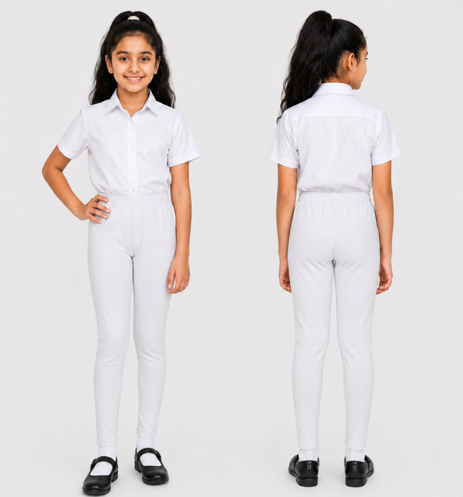 White Full-Length School Uniform Tights