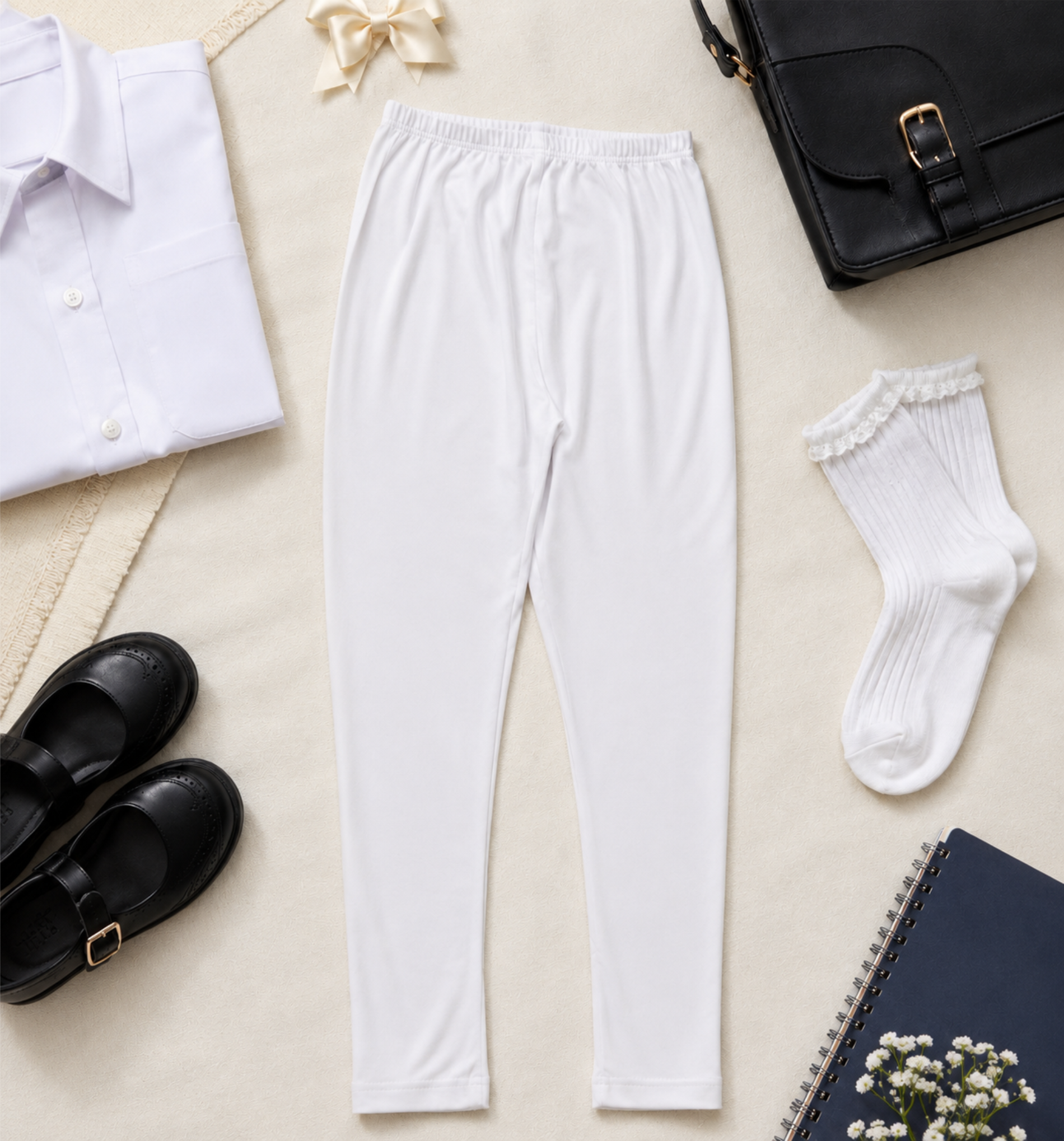 White Full-Length School Uniform Tights
