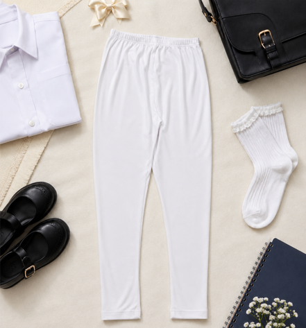 White Full-Length School Uniform Tights
