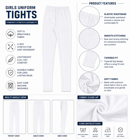 White Full-Length School Uniform Tights