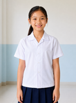 White Short-Sleeve School Uniform Top