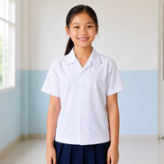 White Short-Sleeve School Uniform Top