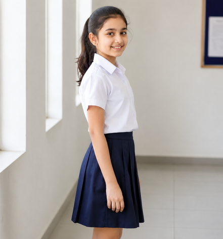 White Short-Sleeve School Uniform Top