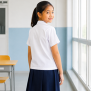White Short-Sleeve School Uniform Top