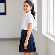 White Short-Sleeve School Uniform Top