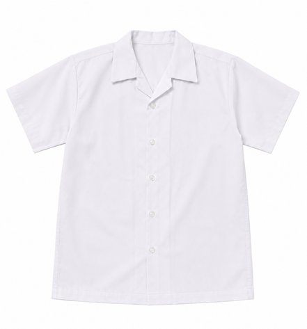 White Short-Sleeve School Uniform Top