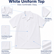 White Short-Sleeve School Uniform Top
