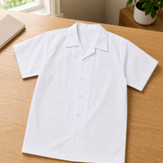 White Short-Sleeve School Uniform Top