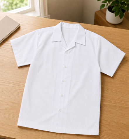 White Short-Sleeve School Uniform Top