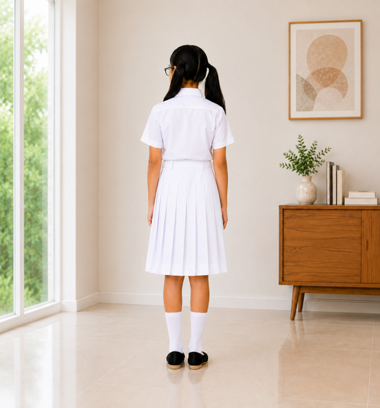 White Pleated School Uniform Skirt