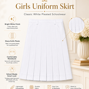 White Pleated School Uniform Skirt