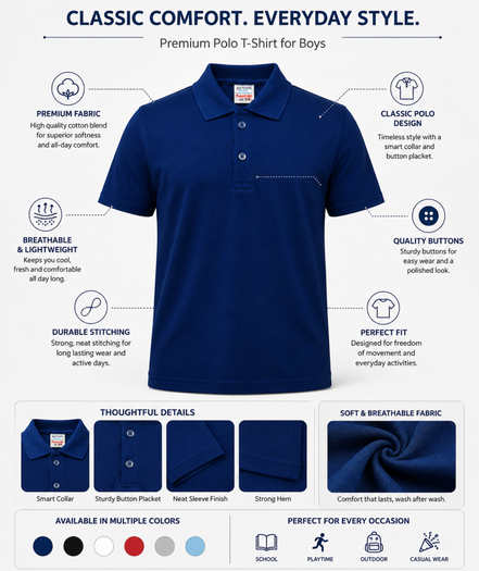 Navy Blue Polo Uniform T-Shirt