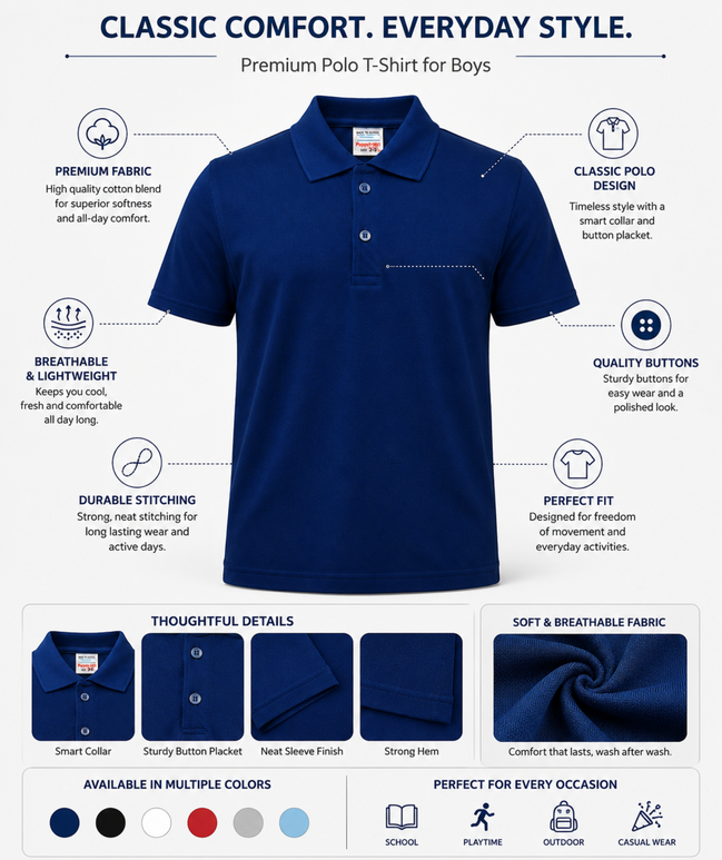 Navy Blue Polo Uniform T-Shirt
