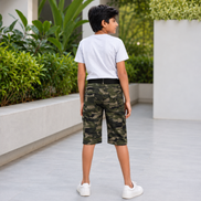 Boys’ Camouflage Cargo Bermuda Shorts with Belt