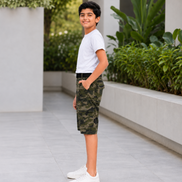 Boys’ Camouflage Cargo Bermuda Shorts with Belt