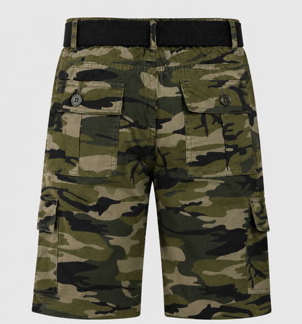 Boys’ Camouflage Cargo Bermuda Shorts with Belt