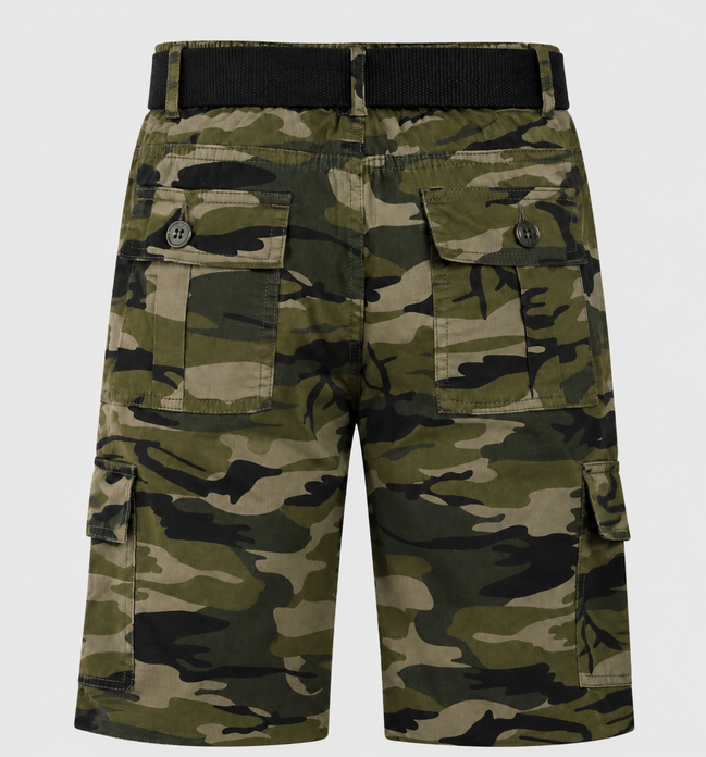 Boys’ Camouflage Cargo Bermuda Shorts with Belt