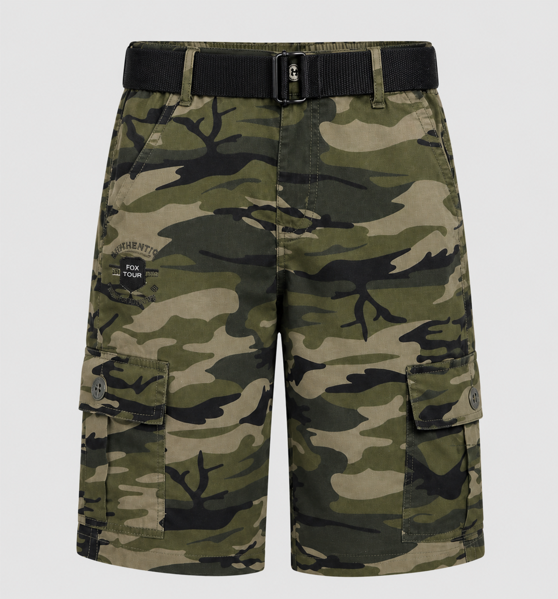Boys’ Camouflage Cargo Bermuda Shorts with Belt