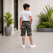Boys’ Camouflage Cargo Bermuda Shorts with Belt