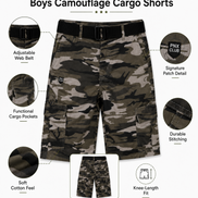 Boys’ Camouflage Cargo Bermuda Shorts with Belt