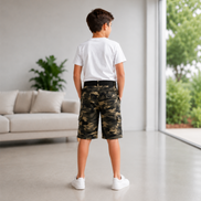 Boys’ Camouflage Cargo Bermuda Shorts with Belt