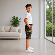 Boys’ Camouflage Cargo Bermuda Shorts with Belt