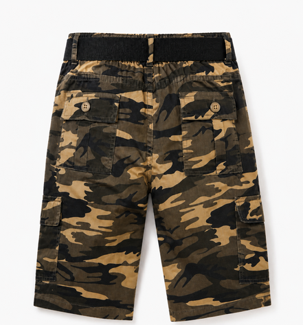 Boys’ Camouflage Cargo Bermuda Shorts with Belt
