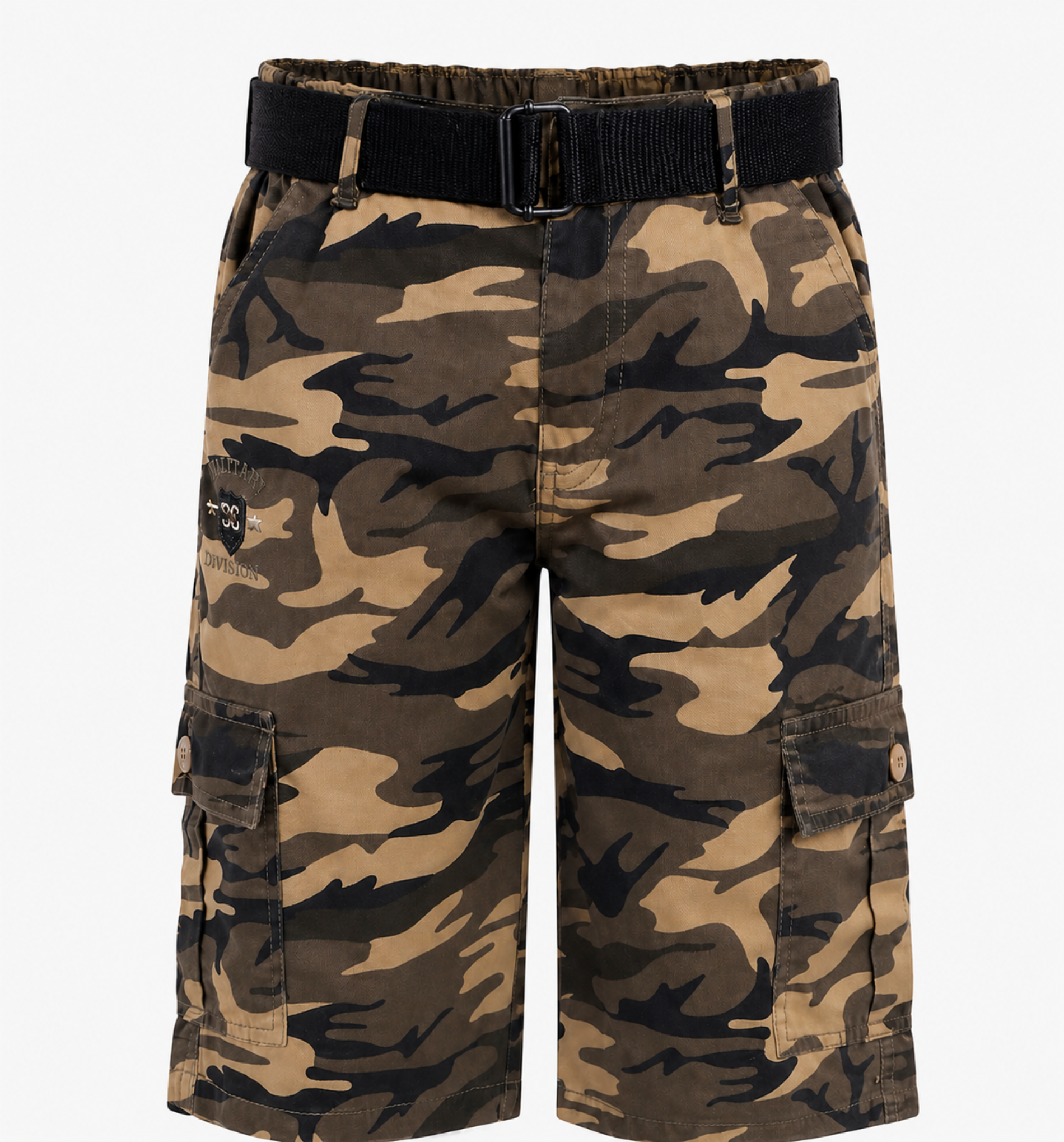 Boys’ Camouflage Cargo Bermuda Shorts with Belt
