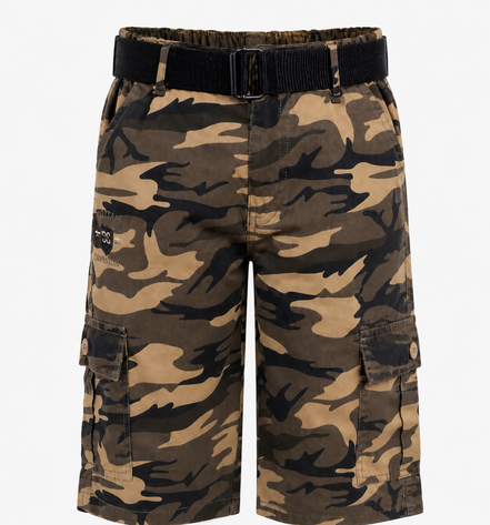 Boys’ Camouflage Cargo Bermuda Shorts with Belt