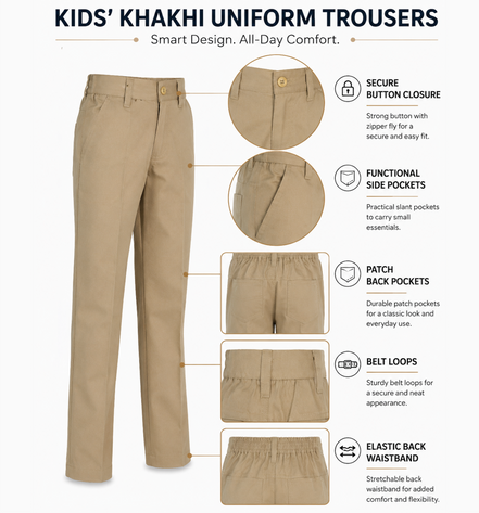 Khaki School Uniform Trousers
