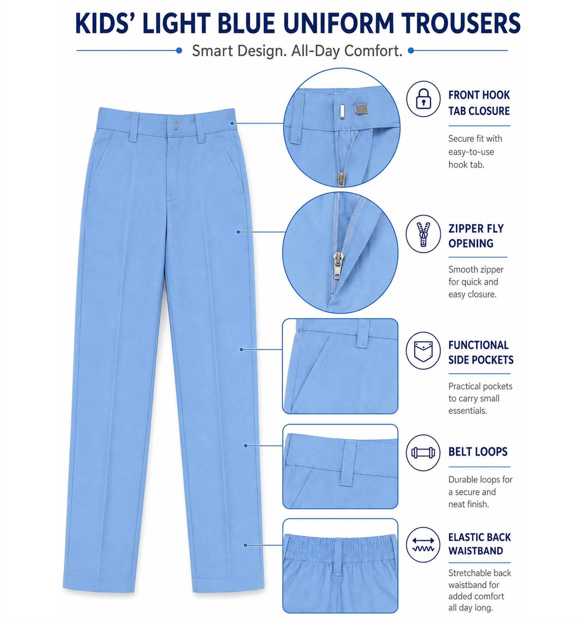 Light Blue School Uniform Trousers