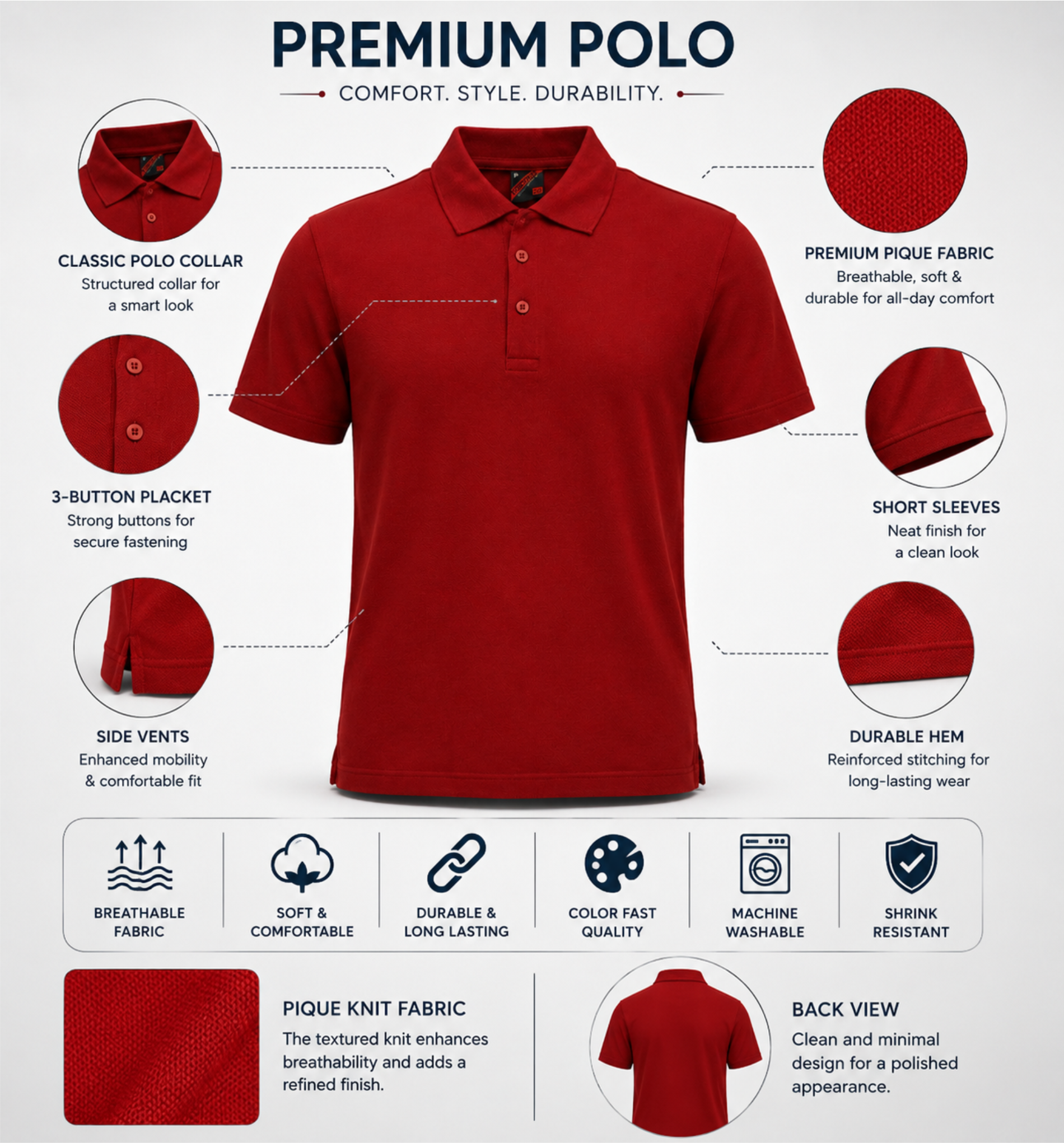 Maroon Polo Uniform T-Shirt