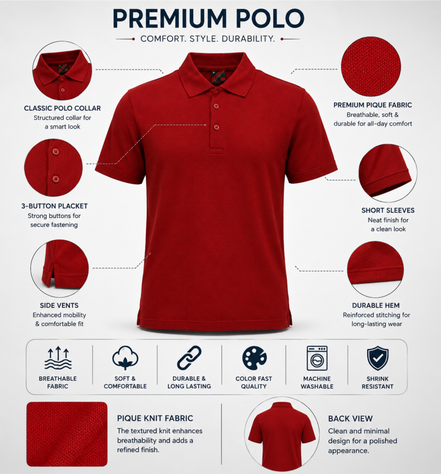 Maroon Polo Uniform T-Shirt
