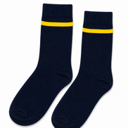 Navy Blue School Socks with Yellow Stripe
