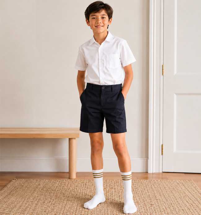 White School Socks with Fawn Stripes