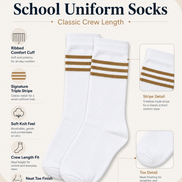 White School Socks with Fawn Stripes