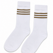 White School Socks with Fawn Stripes