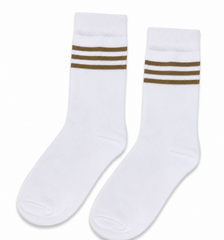 White School Socks with Fawn Stripes